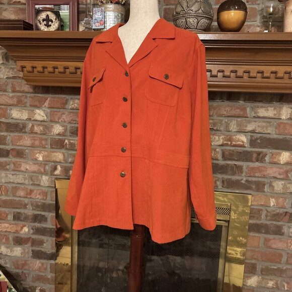 CJ Banks Orange Suade Light Jacket Size 3X - Picture 2 of 8